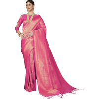 Pujia Mills womens kanjivaram banarasi silk saree (Dark Pink)