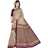 TAMAIRA FASHION Womens Plain Weave Pure Cotton Saree Without Blouse Piece (1784_BeigeandMagenta)
