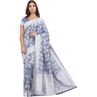 Glory Sarees Womens Banarasi Artificial Silk Saree With Blouse Piece (kara124-grey_Grey)