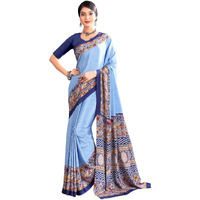 Jaanvi fashion Womens Ethnic Printed Crepe Silk Saree with Blouse Piece