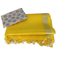 Handloom Fabric Womens Linen Viscose Bhagalpuri Saree with Blouse Piece, HF 015-SR (Yellow)