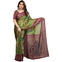 MIRCHI FASHION Womens Plain Weave Chiffon Abstract printed Saree with Blouse Piece (39045A-Green, Maroon)