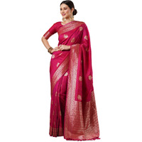 AKHILAM Womens Bagh Silk Blend Woven Design Saree With Unstitched Blouse Piece (Pink_13PAKHI1403)