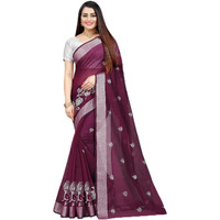 Indian Fashionista Stylish Cotton Silk Casual Wear Saree With Unstitched Blouse For Women (Purple)