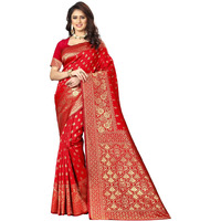 Sugathari Womens Banarasi Saree Pure Kanjivaram Silk Saree Soft new ladies 2023 Design Wear Pattu Sarees Latest Cotton Party Sari collections With Blouse Piece for Wedding sadi (PARI 73 RED)