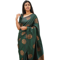 C J Enterprise Womens Pure Soft Kanjivaram Silk Saree Banarasi Design Wear Pattu Sarees Latest Party Cotton Sari collections With Blouse Piece for Wedding sadi new ladies 2023 2024 500 (Anjana Green)