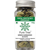 Pure Tree Certified Organic Elaichi | 40 g | Glass Jar | Organic Green Cardamom | Hari Elaichi Whole Spices | Chhoti Elaichi Seeds Unique Aroma & Pleasant Flavour