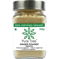 Pure Tree Certified Organic Adrak Powder | 150 g | Glass Jar | Sonti Podi Dry Ginger Powder, Sonth Powder - Saunth | Allam Powder Ginger Root Powder For Cooking | Gluten Free Sukku Podi