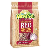 Jain Farm Fresh Dehydrated Red Onion - Large Flakes: 200 g = 1.2 kg Fresh Onion (Pack of 4 @ 200gm Each)