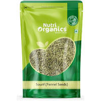 Nutri Organics Whole Natural Fennel Seeds Saunf Indian Traditional Masale - Resealable Ziplock Pouch (500g)
