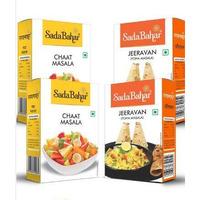 Sadabahar Masale No Artificial Colour/Preservatives/Flavor, No Citric Acid Jeeravan Powder-Indori Poha Masala and Chaat Masala (100g x 2, 50g x 2 = 300 Grams) - Pack of 4