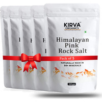 Kirva Organics Pink Himalayan Rock Salt, Pink Salt Himalayan For Cooking, Curing, Bath, Fasting - Pack of 5