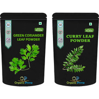 Organic Prime Pack of 2 - Curry Leaf Powder 200 GM & Green Coriander Leaf Powder 200 GM Super Saver Combo Pack