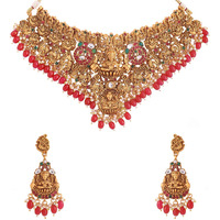Yellow Chimes Jewellery Set for Women and Girls Temple Jewellery Set | Gold Plated Broad Choker Temple Jewellery Set | Birthday Gift for girls and women Anniversary Gift for Wife