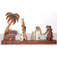 Bankura Traditional Art Center, Farmar Village Wooden handicrafts Showpiece Table Decoration and Wall Mounted Home Decor Toy for Kids 18 cm Length, Clear,1 in The box