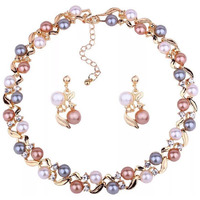 Shining Diva Latest Pearl Design Necklace Jewellery Set for Women (Design02-Gold) (11866S), One
