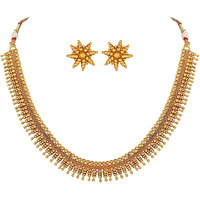 Peora Traditional Gold Plated Maharani Necklace with Earrings South Indian Traditional Festive Bridal Wear Jewellery Set for Women Girls