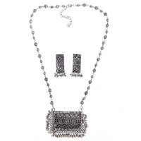 Shining Diva Fashion Latest Stylish Traditional Oxidised Silver Necklace Jewellery Set for Women (13102s)
