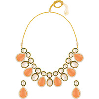 ZAVERI PEARLS Peach Stones Green Meenakari Austrian Diamonds Embellished Necklace & Earring Set For Women-ZPFK18060