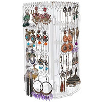 ABOUT SPACE Rotating Earrings Stand Jewelry Display Organiser With 212 Holes 232 Grooves For Hanging Studs Necklaces Bracelets Chains - White, Acrylic