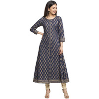 Yash Gallery Women's Cotton Printed Anarkali Kurta for Women (313YK411BLUE_Blue_XX-Large)