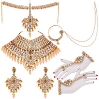 Lucky Jewellery Wedding Designer Golden Color Gold Plated Dulhan Choker Bridal Set for Girls & Women (2475-L1ZS-KD124-LCT)