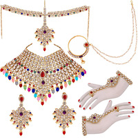 Lucky Jewellery Wedding Designer Purple Color Gold Plated Dulhan Choker Bridal Set for Girls & Women (2475-L1ZS-KD124-P)