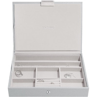 Stackers Jewellery Box with Lid Medium | Jewellery Storage Organiser Box for Women - Pebble Grey