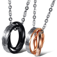 Fate Love Jewelry matching Couple Necklaces promise ring necklace Set Pendant Stainless Steel His and Her Teen Boyfriend and Girlfriend Relationship Necklace for Couples
