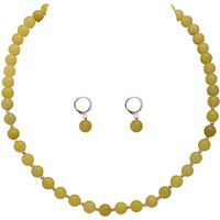 Taruna Biyani Multi Color Semi Precious Gemstone 8MM Bead Size String Necklace Mala Jewellery Set with Earrings for Women Girls (Neon Jade)