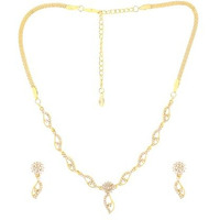 Estele Latest Jewellry Collection Gold Plated Necklace Jewellery American Diamond Necklace Set For Women