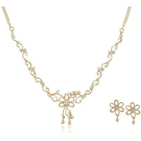 Estele Delightful Gold Plated Necklace Jewellery American Diamond Necklace Set for Women