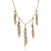 Estele 24kt Gold Plated Return of Spring Necklace and Matching Dangler Earrings for Women with Pearls & Austrian Crystals, Regular (6580-NK NK)