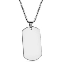 Yellow Chimes Stainless Steel Plain Silver 3 MM Tag Pendant Necklace Silver Plated Pendant for Men (Silver) (YCSSCH-TAG1BIG-SL)
