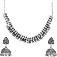 Yellow Chimes Oxidized Silver Jewellery Set for Women