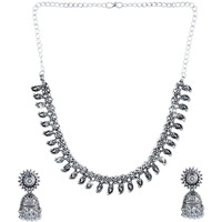 Yellow Chimes Oxidised Jewellery Sets Jewellery Set for Women (Silver Oxidized) (YCTJNS-TIRLEAF-SL)