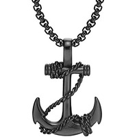 Yellow Chimes Pendant for Men and Boys Black Pendants For Men | Stainless Steel Sailor Anchor Charm Pendant Chain for Men | Birthday Gift for Men & Boys Anniversary Gift for Husband