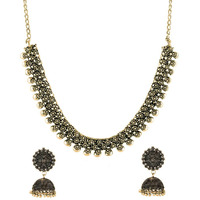 Yellow Chimes Oxidized Gold Jewellery Set Antique Kohlapuri Tribal Designer Choker Necklace Set for Women and Girls, medium (YCTJNS-16OXDTHR-GL)