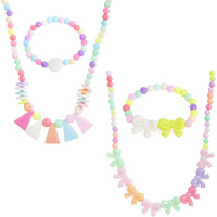 Melbees by Yellow Chimes Jewellery Set for Girls Lovely Combo of 2 Pairs Colorful Resin Beads Pendant Bracelet Set Kids Jewellery Set for Girls