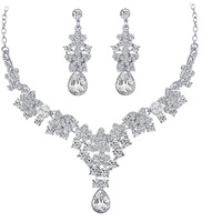 Yellow Chimes Jewellery Set for Women and Girls Fashion White Crystal Jewellery Set for Women | Silver Toned Crystal Choker Necklace Set | Birthday Gift for Girls & Women