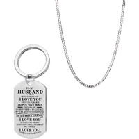 Yellow Chimes Keychain Pendant for Men My Husband My Everything Touching Love Message to Husband Stainless Steel Keychain Pendant with Chain for Men