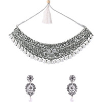 Yellow Chimes Oxidised Jewellery Set for Women Silver Oxidised Jewellery Set Royal Looks Beaded Necklace Set For Women and Girls