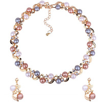 Yellow Chimes Jewellery Set for Women and Girls Fashion Pearl Necklace Set for Women Multicolor Pearl Set | Gold Plated Pearl Necklace Set | Birthday Gift for girls and women Anniversary Gift for Wife