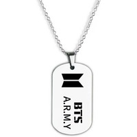 Yellow Chimes BTS Pendant for Women Silver Chain Pendant Stainless Steel 3 mm BTS Army Dog Tag Pendant Necklace for Men and Boys.
