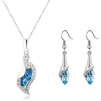 Yellow Chimes Pendant Set for Women and Girls A5 High Grade Blue Crystal Pendant Set Silver Tone Dew Drops Pendant With Earrings Set for Girls | Birthday Anniversary Gift for Wife
