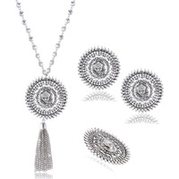 Yellow Chimes Goddess Durga Ma Pendant Necklace with Earrings and Ring Oxidised Jewellery Sets for Women and Girls