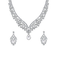 Yellow Chimes Jewellery Set for Women and Girls Fashion White Crystal Jewellery Set for Women | Silver Toned Crystal Choker Necklace Set | Birthday Gift for Girls & Women (Design 5)