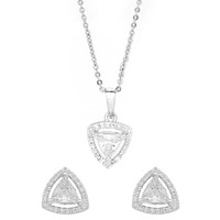 Yellow Chimes American Diamond Pendant Set For Women | White Stone Silver Jewellery Set For Women | Diamond Pendant Set | Birthday Gift for Girls Anniversary Gift for Wife