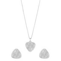 Yellow Chimes Pendant Set for Women Silver Toned AD/American Dimaond Crytal Studded Geometric Shaped Pendant Set with Earrings for Women and Girls Valentine Gift for Girls