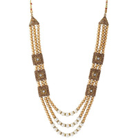 Yellow Chimes Dulahmala For Mens Golden Beads Pearl Necklace Jewellery for Groom Dulha Moti Mal Haar For Men Sherwani Necklace